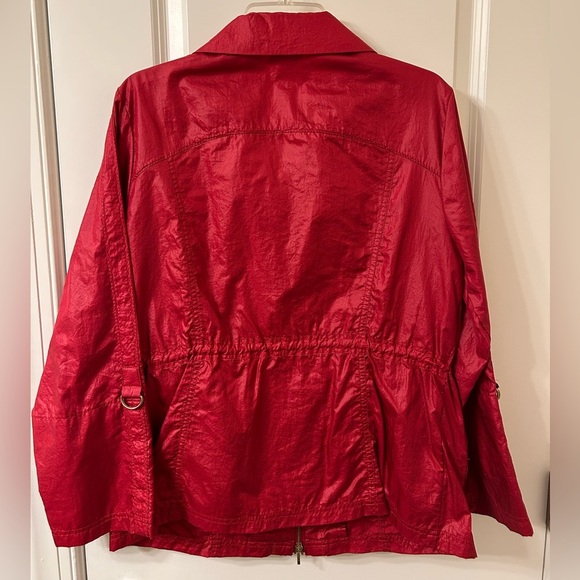 Chico's Red Utility Jacket with Classic Collar and Waist Shaping - Picture 4 of 4